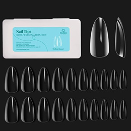 Almond Fake Nail Tips - 500PCS Medium Almond Shaped Clear Acrylic