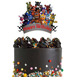 Five Nights at Freddy Theme Birthday Party Supplies, Five Nights Party  Incluing FNAF Birthday Banner, FNAF Cake Topper, 24pcs FNAF Cupcake Topper,  FNAF Party Balloons for Kids Party Favors Black : 
