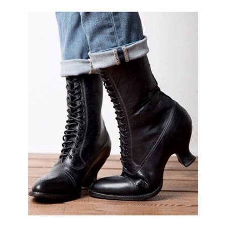 Boots Lace-Up Thick Heel Boots : Shoes