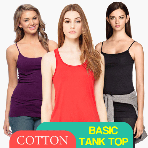 Women Cotton Basic Tank Top / Tanktop Polos Wanita Bahan Katun / Singlet Tali Kecil Tali Besar Deals for only Rp15.000 instead of Rp20.548