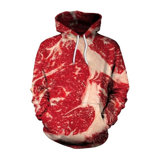 raw meat kangaroo pocket hoodie