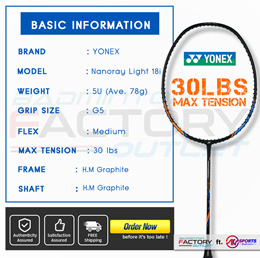 [w/ Free Grip and String] ORIGINAL Yonex Nanoray Light 18i Badminton Racquet Racket