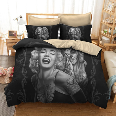 Qoo10 2 3 Pcs Marilyn Monroe Bedding Sets 3d Bedclothes Black
