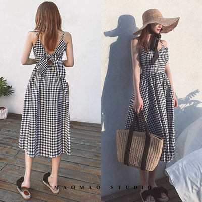 checkered maxi dress