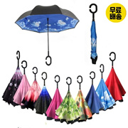 Upside Down Umbrella Sturdy Upside Down Folding Umbrella UV Protection Pretty Sunshade Long Umbrella Rain Umbrella Sheep Umbrella C-Shaped Handle Inverted Umbrella That Folds Weakly and Inverted Umbre