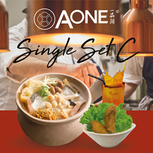 ✨[AOne Claypot]✨Single Set Meal C - Premium Dried Scallop Porridge +Chicken Ribs +Refreshment Drink