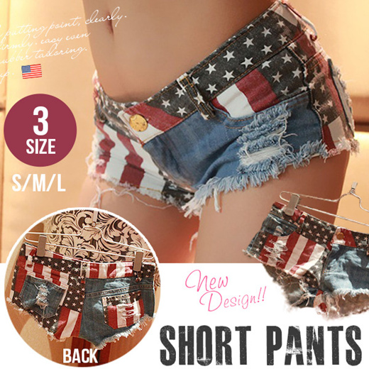 ladies red denim shorts