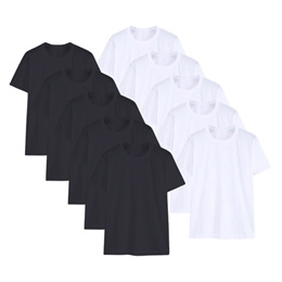 100% Cotton Unisex Basic Short-Sleeved T-Shirt Set Of 5 Black + 5 White