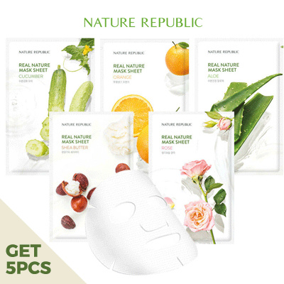 Nature Republic - Real Nature Mask Sheet New Packaging - Get 5 pcs Kemasan Baru