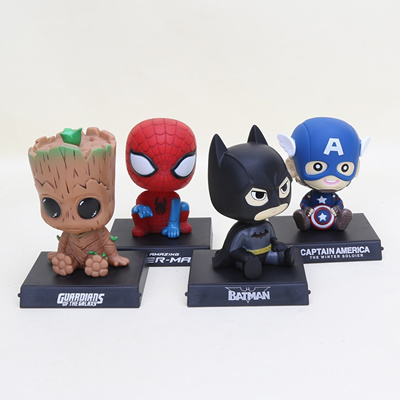 Bobble Heads Anime Figurine Action Heroes Captain America Spiderman Baby Tree Men Lovely Car Phone H - 