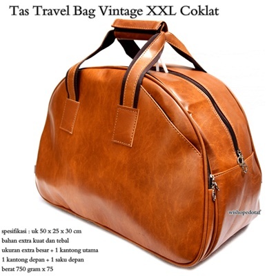 Tas Travel Wanita Kulit Vintage XXL