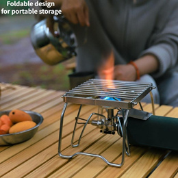 Outdoor Portable Mini Folding Stainless Steel Burner Bracket Barbecue Grill Pot Rack Baking Tray Bra