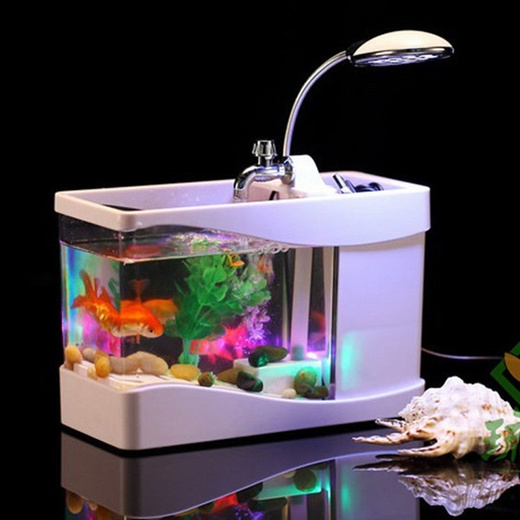 Qoo10 Mini Desktop Fish Tank Usb Aquarium Led Table Desk Lamp