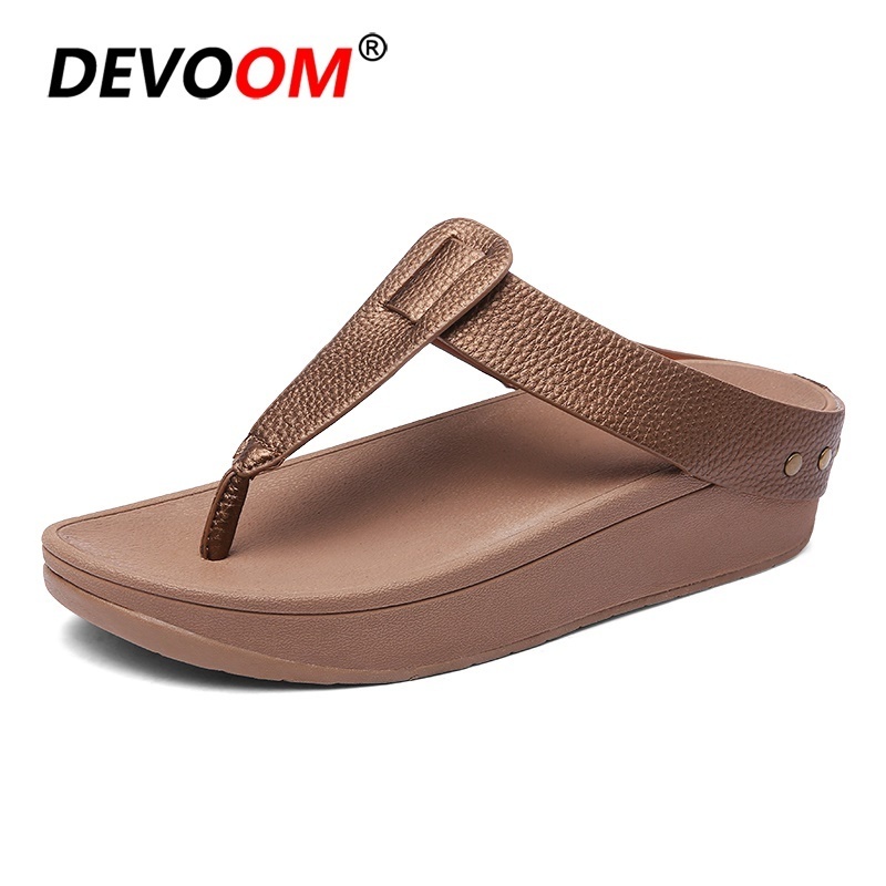 Ladies Flipflop Cork Leather Slipper 