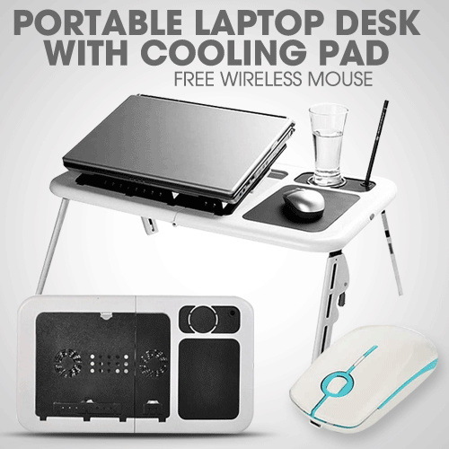Paket Merdeka - Meja Laptop Lipat dan Wireless Mouse MV88