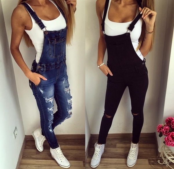 Qoo10 Fashion Denim Wash Overall Women Jeans Jumpsuit Long Pants Rompers Sex Women S Clothing