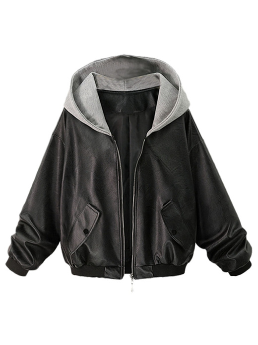 leather jacket women with hood