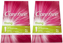 Carefree Thong Pantiliners-Unscented-49 ct (Pack of 3) 