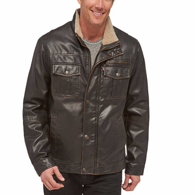 levis leather jacket brown