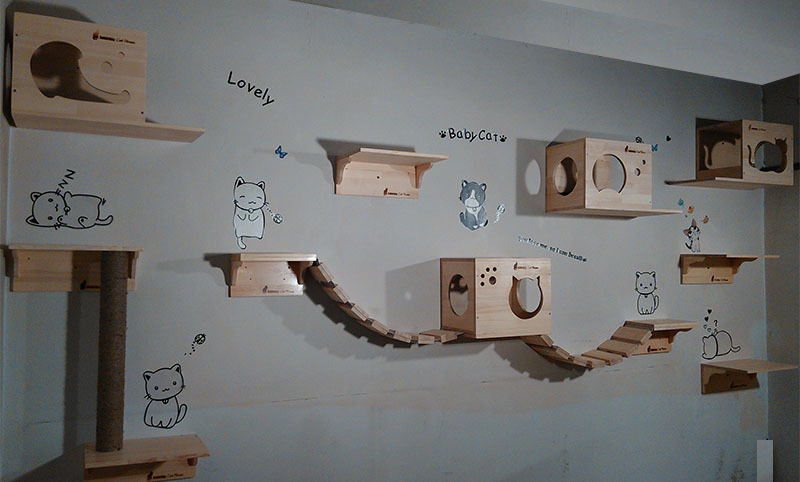 Customised Wall Mounted Cat Furniture Cat Trees On The Wall Custom Wooden Cat Toys Cat Scratches