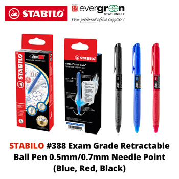  STABILO #388 Exam Grade Retractable Ball Pen 0.5mm/0.7mm Needle Point 