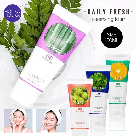 Holika holika cleansing foam. Holika Holika Daily Fresh citron Cleansing Foam 150ml. Holika Holika] Daily Fresh Cleansing Foam 150ml #Bamboo. H)Daily Fresh Olive Cleansing Foam 150ml. Fresh to go Foam Cleanser.