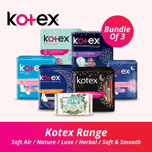 [[Bundle of 3]] Kotex Luxe/Herbal/Soft and Smooth Sanitary pads