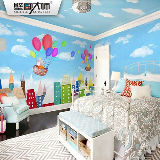 Qoo10 - Cartoon children room wallpaper art sky balloon boy girl bedroom  warm ... : Furniture & Deco