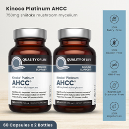키노코 플래티넘 AHCC 750mg 표고버섯균사체 60캡슐 2병 세트