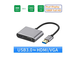 2 in 1 USB 3.0 to HDMI VGA Adapter 1080P, Built-in Driver, Support HDMI VGA  Sync Output for Windows 10 / 8 / 7 Only, NOT Mac OS / Linux / Vista, USB to  HDMI VGA HUB. 