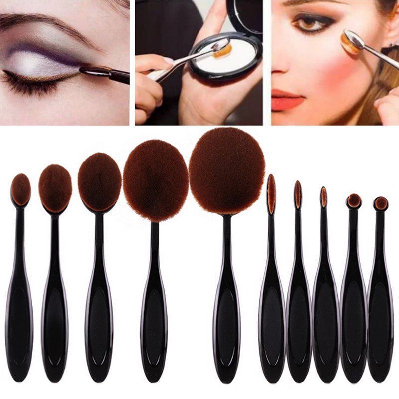 Qoo10 10pcs Toothbrush Masterclass Makeup Brushes Oval Makeup Brush Set Kabu Cosmetics