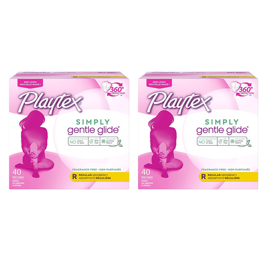  Playtex Gentle Glide Tampons, Unscented Regular Absorbency, 40  Count : Health & Household