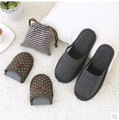 Hotel Travel portable folding slippers winter indoor slippers slip waterproof pouch