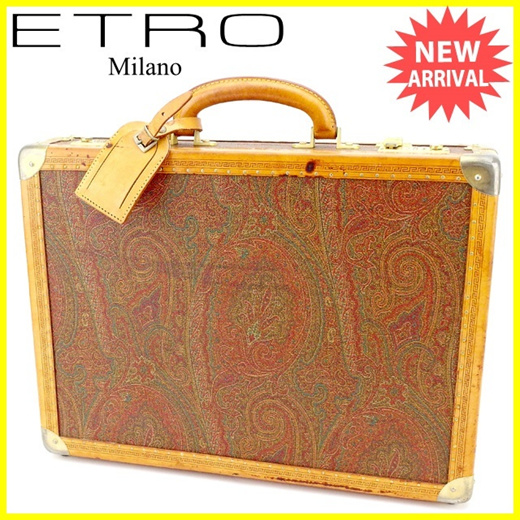 Etro vintage Business Bag Briefcase Pvc Brown Paisley 95