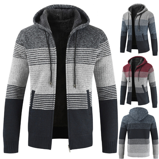 men's hooded knit cardigan