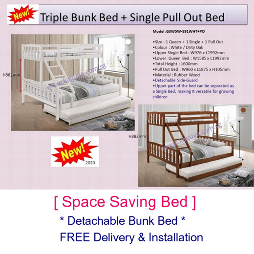 Qoo10 Triple Bunk Bed With Pull Out, Bunk Bed With Pull Out Philippines