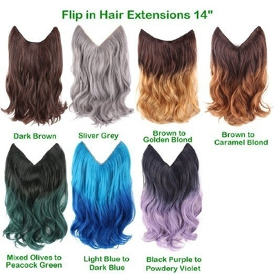 14 Ombre Dip Dye Flip In Secret Miracle Wire Hair Extensions Synthetic Curly Wave Hairpieces