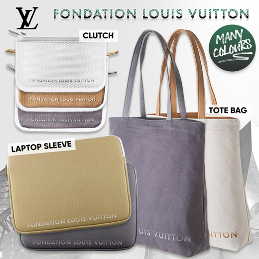 FONDATION LOUIS VUITTON Tote Bag White & Clutch Bag Camel New