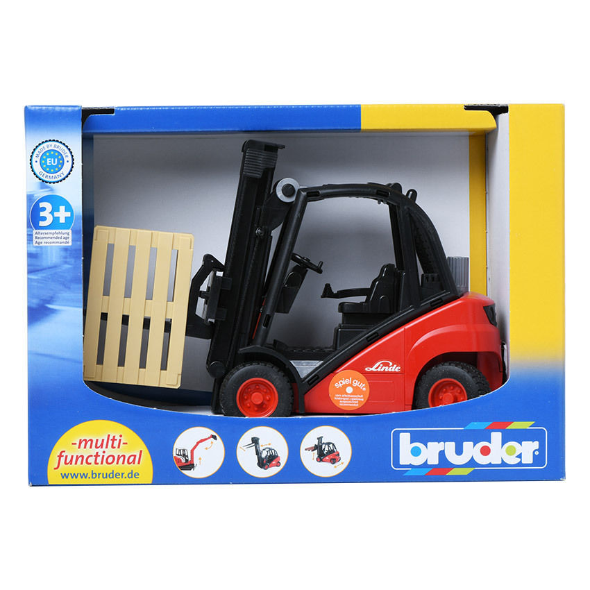 bruder linde h30d forklift with 2 pallets