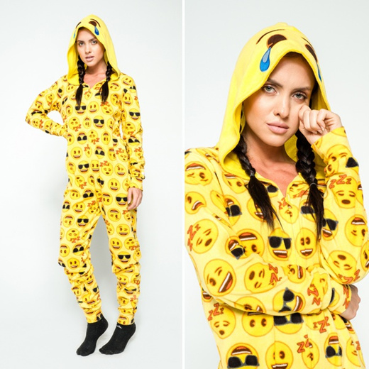 Qoo10 Adult Onesies Womens Unisex Emoji Footed Pajamas One Piece