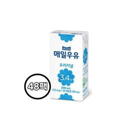 매일우유 멸균 오리지널 200ml 48팩 소화잘되는 속편한 카페 어린이집 우유