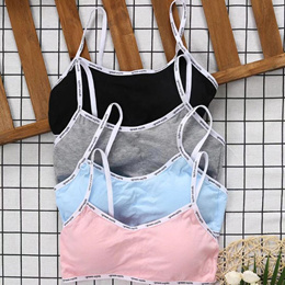 Young Girls Solid Soft Cotton Bra Puberty Teenage Breathable