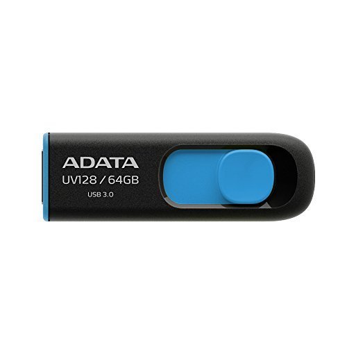 ADATA Technology USB3.0直付型フラッシュメモリー DashDrive 64GB 【99%OFF!】 UV128 AUV128-64G-RBE ブラック+ブルー 最大62％オフ