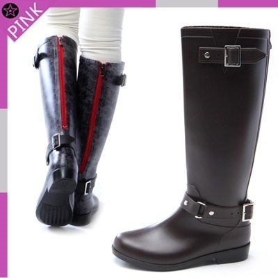 rain boots with zipper in back