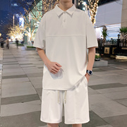[2-piece set] Top + shorts/dry and breathable summer mens POLO shirt short-sleeved with shorts suit for men