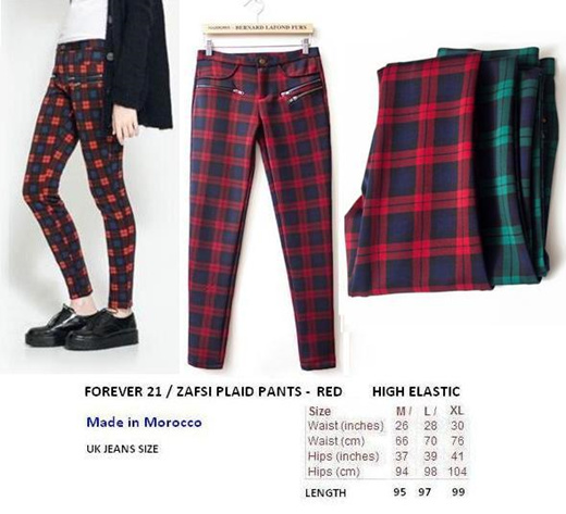red and blue plaid pants