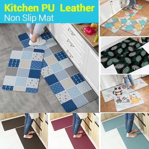 Qoo10 *NEW* Kitchen PU Leather Non Slip MatOil Proof Waterproof