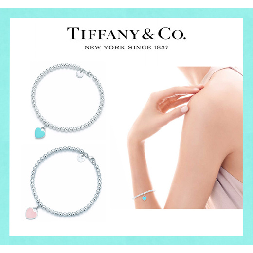 tiffany bead bracelet blue enamel heart
