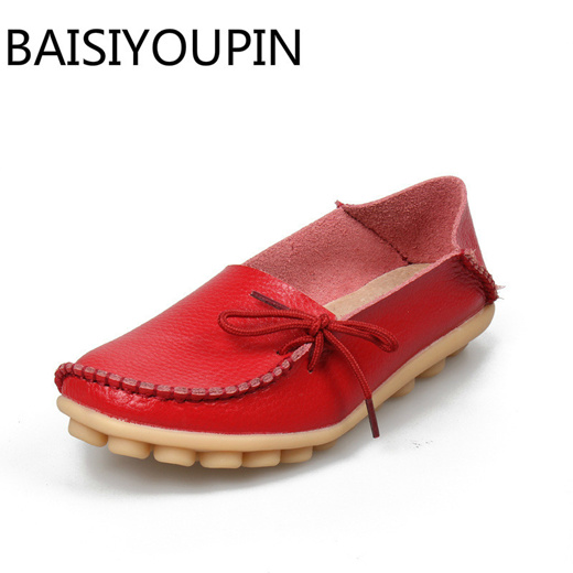 red leather loafers ladies