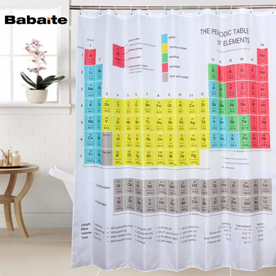 Babaite 3d Luxury Periodic Table Of Chemical Element Theme Bathroom Shower Curtain Polyester Waterpr